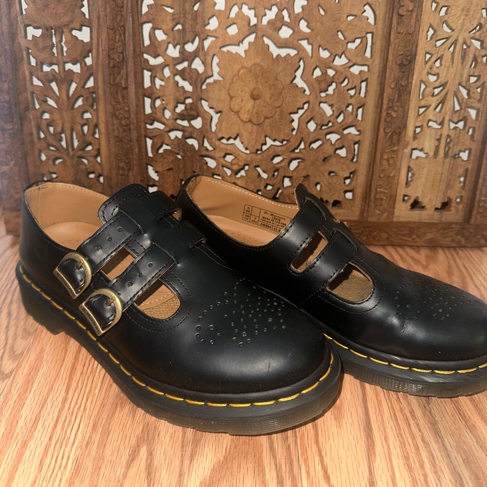 Dr. Martens Black Leather Loafers with Dual Buckles